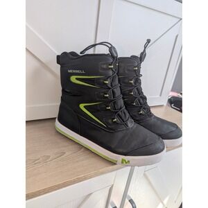 Merrell Men Snow Boots Hiking Boots Black Lime Green Insulated - US 7M